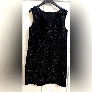 Loft Black Floral Eyelet Cotton Dress